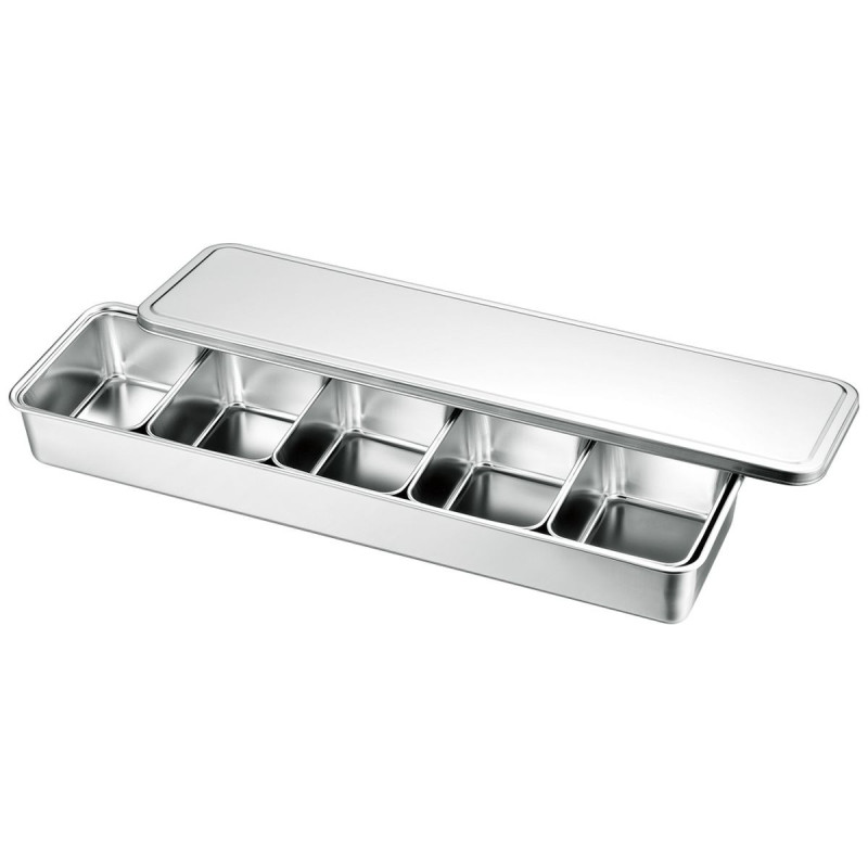 Japanese Stainless Steel Box 5 Compartments - Professional Kitchen Storage