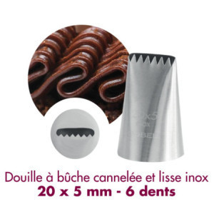 Bocchetta per Tronchetto Rigata Inox 6 Denti - Gobel 20x5 mm