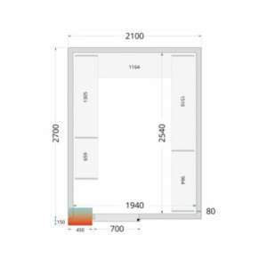 Pannelli Camera Fredda TEFCOLD 2100x2700x2200mm - Isolamento 80mm