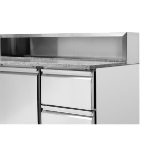 Mobile per Pizza Refrigerato Tetto Inox 8 x GN1/6 - 2 Porte e 2 Cassetti - Dynasteel