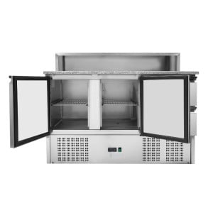 Mobile per Pizza Refrigerato Tetto Inox 8 x GN1/6 - 2 Porte e 2 Cassetti - Dynasteel