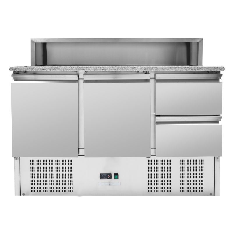 Mobile per Pizza Refrigerato Tetto Inox 8 x GN1/6 - 2 Porte e 2 Cassetti - Dynasteel