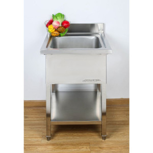Lavello 1 Vasca con Schienale e Ripiano - L 600 x P 700 mm - Dynasteel
