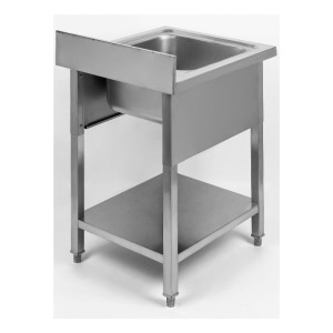 Lavello 1 Vasca con Schienale e Ripiano - L 600 x P 700 mm - Dynasteel