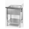 Lavello 1 Vasca con Schienale e Ripiano - L 600 x P 700 mm - Dynasteel