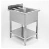 Lavello 1 Vasca con Schienale e Ripiano - L 600 x P 700 mm - Dynasteel