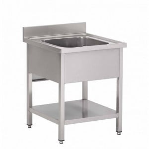 Lavello in Acciaio Inox con Ripiano Basso 1 Vasca-L 700 x P 700mm - Gastro M