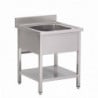 Lavello in Acciaio Inox con Ripiano Basso 1 Vasca-L 700 x P 700mm - Gastro M