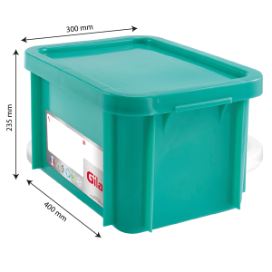 Rectangular Bin 15 L with HACCP Lid - Green - Gilac