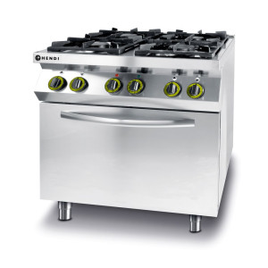 Cucina Kitchen Line - 4 fuochi con forno a convezione elettrico GN 1/1 - Marca HENDI - Fourniresto