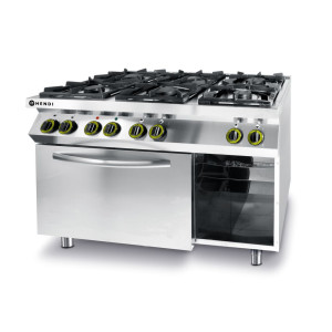 Fornello da cucina Linea - 6 fuochi con forno a convezione elettrico GN 1/1