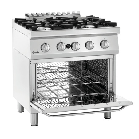 Fornello a 4 fuochi con forno a gas GN 2/1 Serie 700