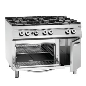Fornello a 6 fuochi serie 900 - Forno a Gas GN 2/1 e armadio del marchio Bartscher