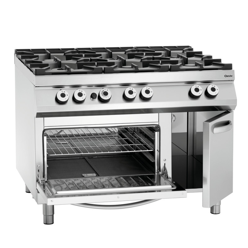 6-burner stove series 900 - Gas Oven GN 2/1 and cabinet from the brand Bartscher