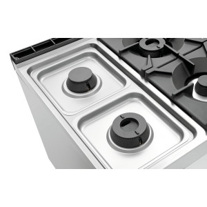 Fornello a 6 fuochi serie 900 - Forno a Gas GN 2/1 e armadio del marchio Bartscher