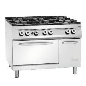 Fornello a 6 fuochi serie 900 - Forno a Gas GN 2/1 e armadio del marchio Bartscher