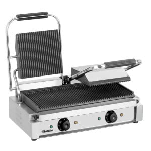 Double Panini Machine - Grooved Plates