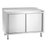 Stainless Steel Cabinet with Sliding Doors, Shelf, and Backsplash - L 1200 mm