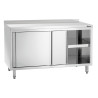 Stainless Steel Cabinet with Sliding Doors, Shelf, and Backsplash - L 1400 mm