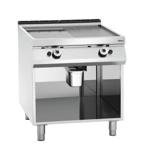 Piastra per Snack Larghezza 800 - 1/2 Liscia 1/2 Rigata - Gas