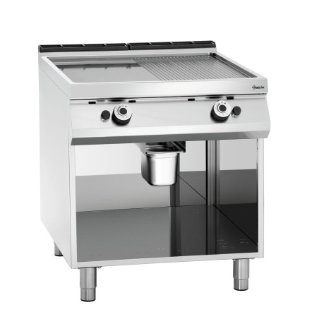 Piastra per Snack Larghezza 800 - 1/2 Liscia 1/2 Rigata - Gas