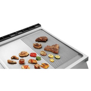 Piastra per Snack Larghezza 800 - 1/2 Liscia 1/2 Rigata - Gas