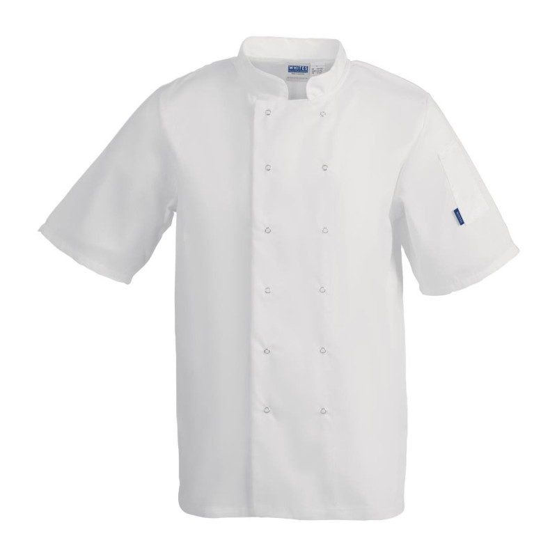 Giacca da cucina unisex bianca a maniche corte Vegas - Taglia M - Whites Chefs Clothing - Fourniresto