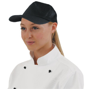 Casquette Baseball Noire Avec Sangle Réglable - Taille Unique - Whites Chefs Clothing - Fourniresto