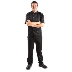 Giacca da cucina unisex nera a maniche corte Vegas - Taglia XXL - Whites Chefs Clothing - Fourniresto