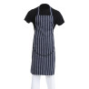 Grembiule Bavaglino Con Tasca a Righe Blu Marino e Bianche 965 x 710 mm - Abbigliamento per Chef Whites - Fourniresto