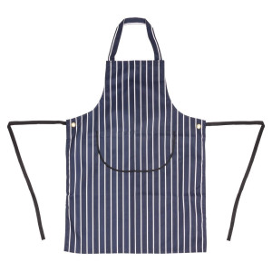 Tablier Bavette Avec Poche Rayé Marine Et Blanc 965 X 710 Mm - Whites Chefs Clothing - Fourniresto