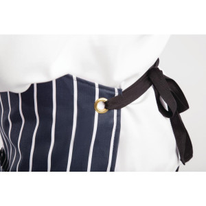 Apron Bib With Pocket Striped Navy And White 965 X 710 Mm - Whites Chefs Clothing - Fourniresto