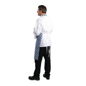 Grembiule Bavaglino A Quadretti Blu E Bianco In Policotone 710 X 970 Mm - Abbigliamento per Chef Whites - Fourniresto