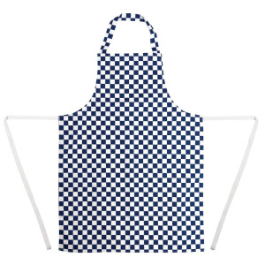 Grembiule Bavaglino A Quadretti Blu E Bianco In Policotone 710 X 970 Mm - Abbigliamento per Chef Whites - Fourniresto