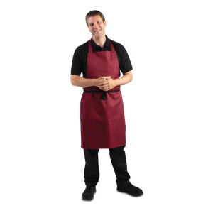 Bib Apron Bordeaux in Polycotton 710 x 970 mm - Whites Chefs Clothing - Fourniresto