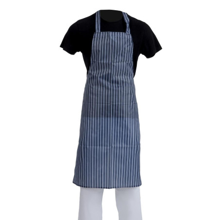 Grembiule Bavaglino Impermeabile a Righe Blu e Bianco 1016 x 711 mm - Abbigliamento da Chef Whites - Fourniresto