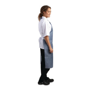 Grembiule Bavaglino Impermeabile a Righe Blu e Bianco 1016 x 711 mm - Abbigliamento da Chef Whites - Fourniresto