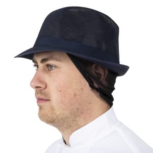 Chapeau Trilby Bleu Marine Avec Résille - Taille L 590 Mm - FourniResto - Fourniresto