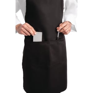 Grembiule Bavaglino Nero con Tasche e Collo Regolabile - Chef Works - Fourniresto