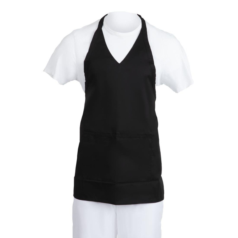 Grembiule da cameriere con colletto a V nero in policotone 838 x 698 mm - Whites Chefs Clothing - Fourniresto