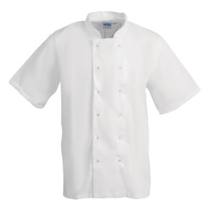 White Short Sleeve Boston Kitchen Jacket - Size L - Whites Chefs Clothing - Fourniresto