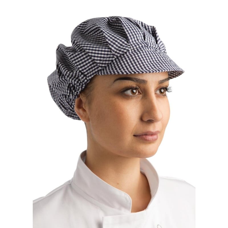 Charlotte a quadretti blu e bianchi in policotone - Taglia unica - Whites Chefs Clothing - Fourniresto