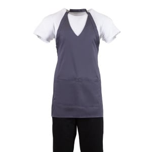 Server Apron V-neck Grey Anthracite in Polycotton 838 x 698 mm - Whites Chefs Clothing - Fourniresto