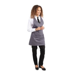 Grembiule da cameriere Collo a V Grigio Antracite in Policotone 838 x 698 mm - Whites Chefs Clothing - Fourniresto