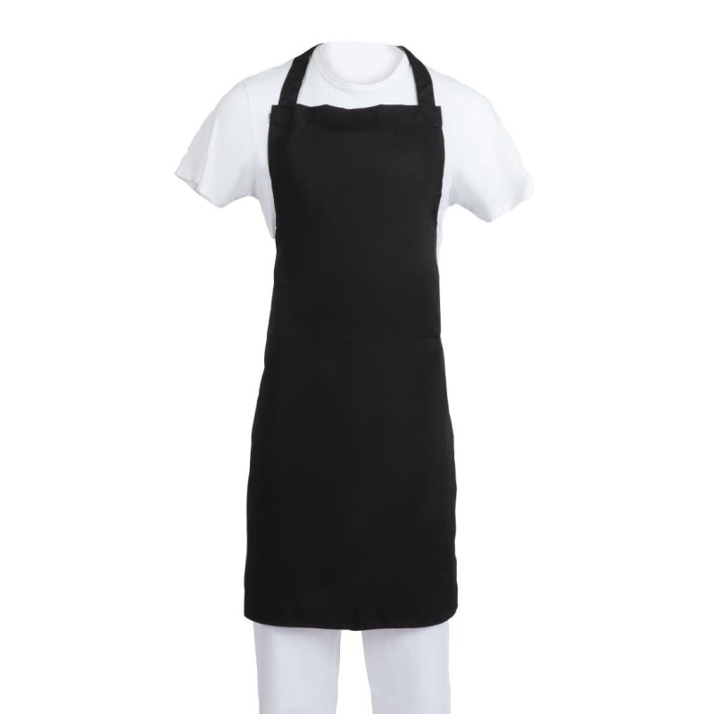 Grembiule Bavaglino Nero in Policotone 900 x 1040 mm - Whites Chefs Clothing - Fourniresto