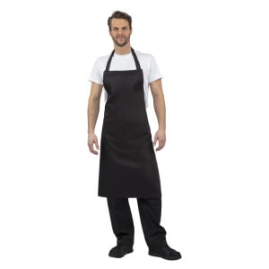 Grembiule Bavaglino Nero in Policotone 900 x 1040 mm - Whites Chefs Clothing - Fourniresto