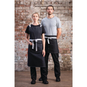 Grembiule da cameriere corto in denim nero Southside 400 x 760 mm - Whites Chefs Clothing - Fourniresto