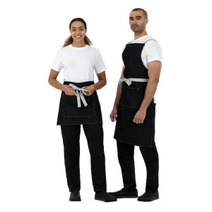 Short Black Denim Server Apron Southside 400 x 760 mm - Whites Chefs Clothing - Fourniresto