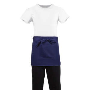 Short Navy Blue Polycotton Server Apron 373 x 750 mm - Whites Chefs Clothing - Fourniresto