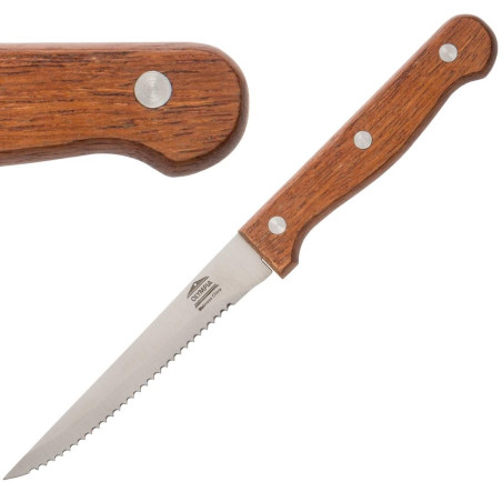 Coltello da carne con manico in legno lama dentata 215 mm - Lotto da 12 - Olympia - Fourniresto